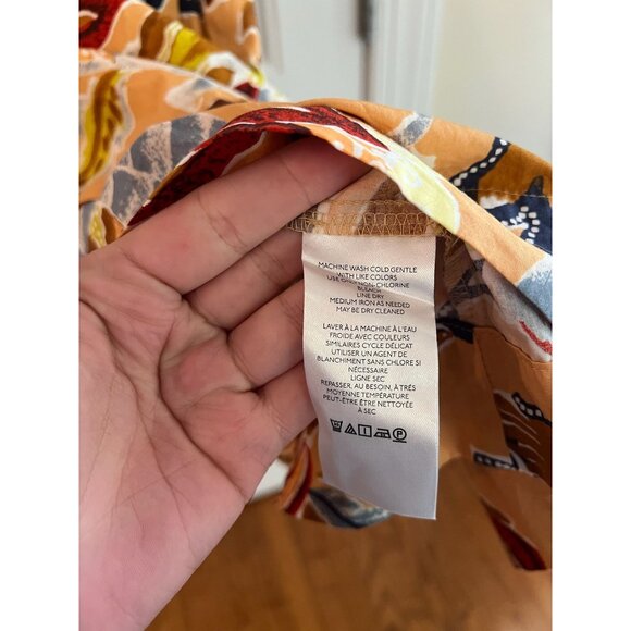 Anthropologie Somerset Tiered Mini Botanical Floral Dress Peach Blue Size‎ Large - Picture 6 of 8